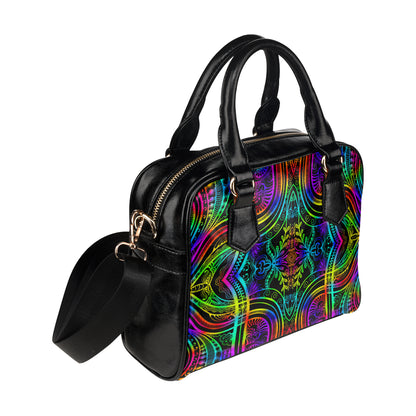 Neon Trible Rainbow Pattern Print Design A01 Shoulder Handbag