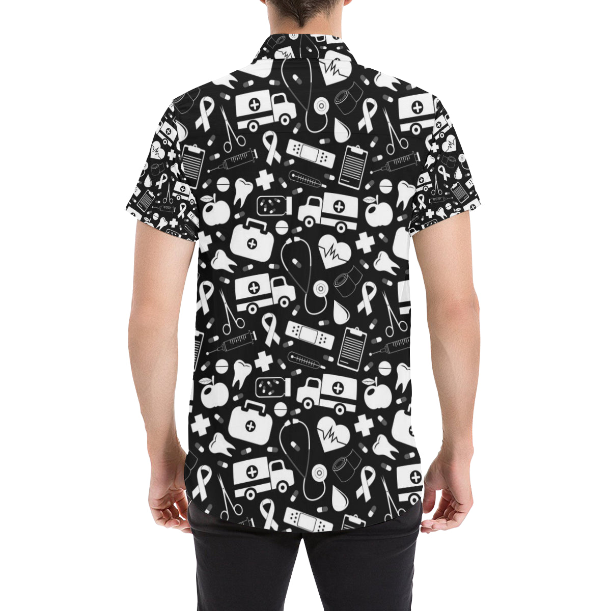 Medical Pattern Print Design 01 Men's Short Sleeve Button Up Shirt