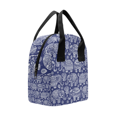 White Elephant Mandala Insulated Lunch Bag