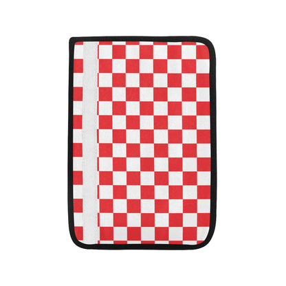 Checkered Red Pattern Print Design 04 Car Seat Belt Cover