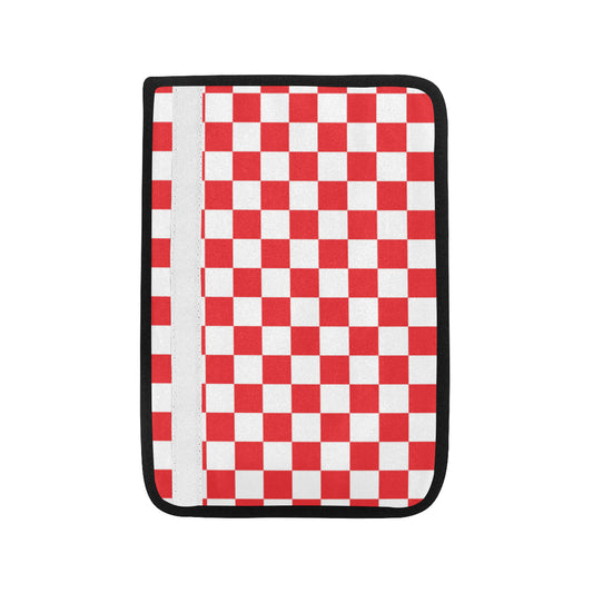 Checkered Red Pattern Print Design 04 Car Seat Belt Cover