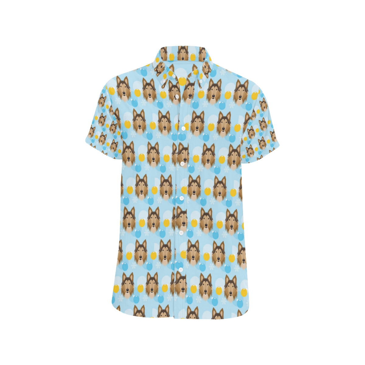 Collies Pattern Print Design 02 Men's Short Sleeve Button Up Shirt