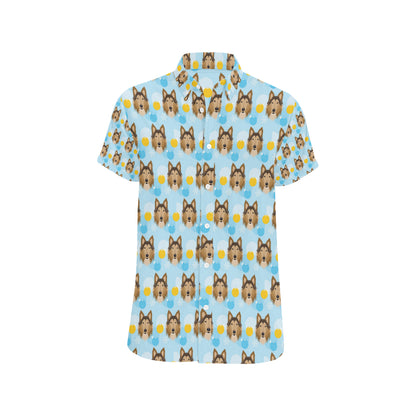 Collies Pattern Print Design 02 Men's Short Sleeve Button Up Shirt