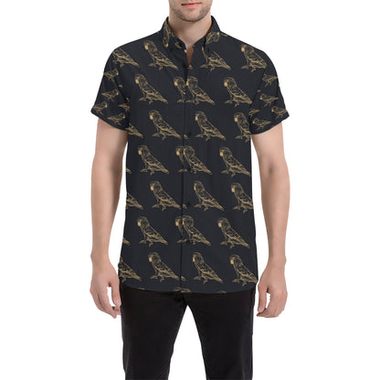 Parakeet Pattern Print Design A04 Men's Short Sleeve Button Up Shirt
