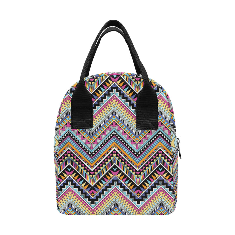 Multicolor zigzag Tribal Aztec Insulated Lunch Bag