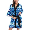 Ikat Blue Pattern Print Design 01 Women's Short Kimono