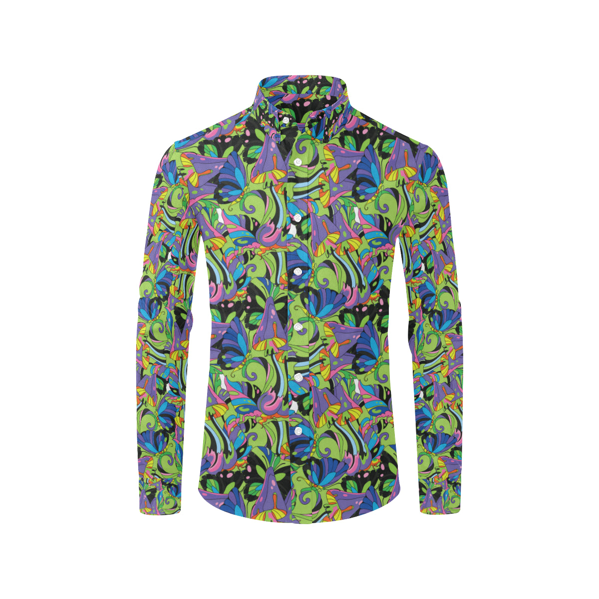 Psychedelic Trippy Mushroom Themed Men's Long Sleeve Shirt