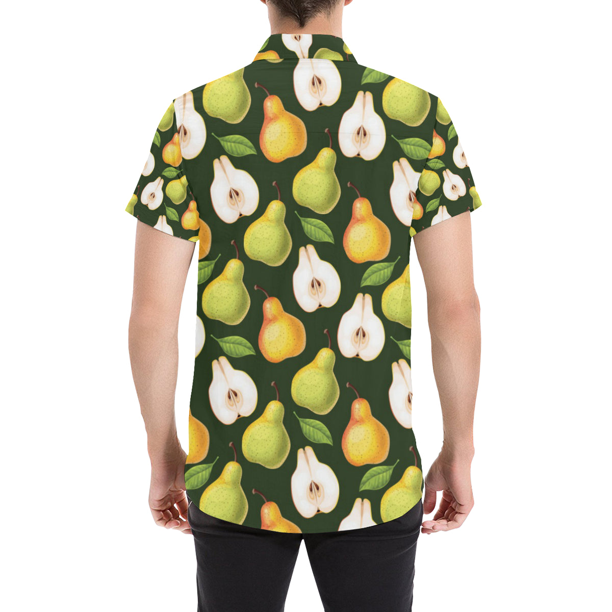 Pear Pattern Print Design PE06 Men's Short Sleeve Button Up Shirt