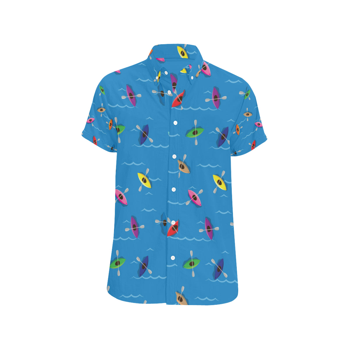 Kayak Pattern Print Design 03 Men's Short Sleeve Button Up Shirt