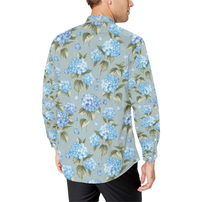 Hydrangea Pattern Print Design 01 Men's Long Sleeve Shirt