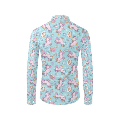 Donut Unicorn Pattern Print Design DN016 Men's Long Sleeve Shirt