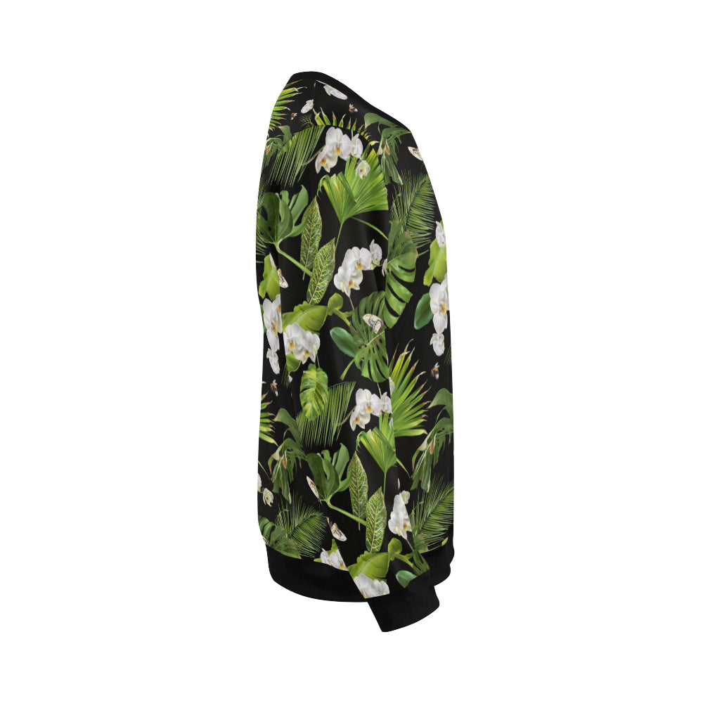 Tropical Flower Pattern Print Design TF026 Men Long Sleeve Sweatshirt
