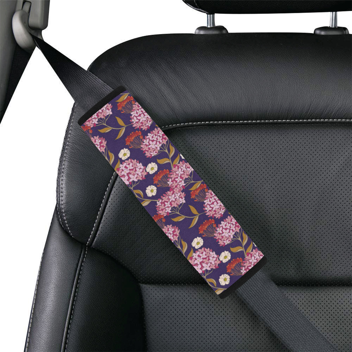 Hydrangea Pattern Print Design HD010 Car Seat Belt Cover