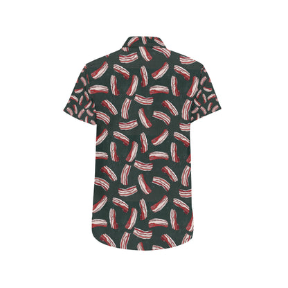 Bacon Pattern Print Design 02 Men's Short Sleeve Button Up Shirt