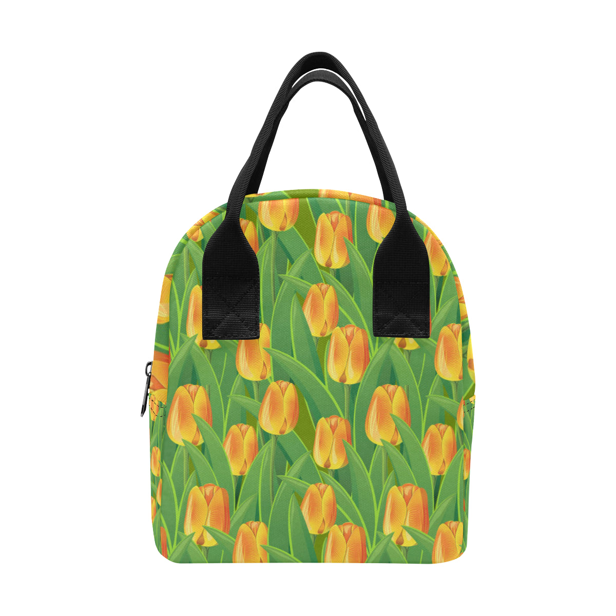 Tulip Orange Pattern Print Design TP07 Insulated Lunch Bag