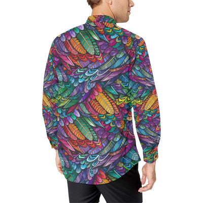 Feather Multicolor Design Print Men's Long Sleeve Shirt