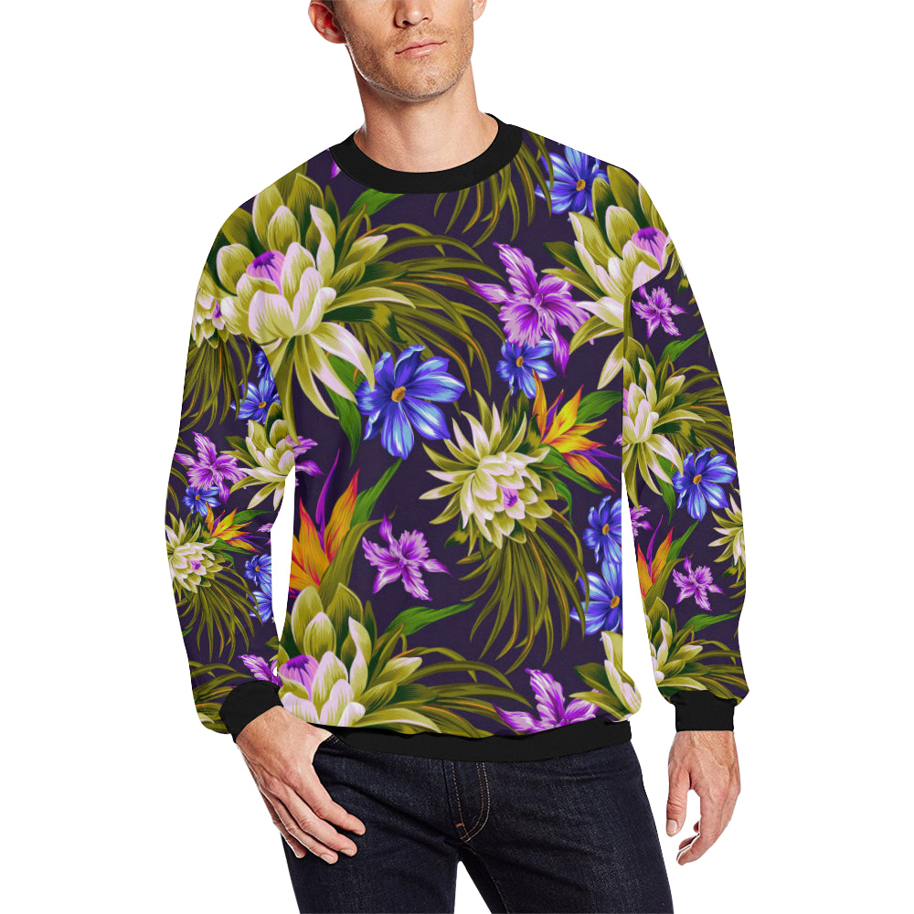 Water Lily Pattern Print Design WL08 Men Long Sleeve Sweatshirt