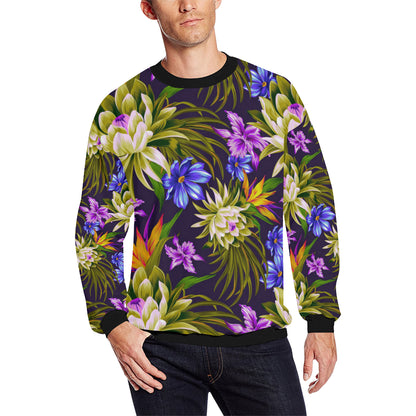 Water Lily Pattern Print Design WL08 Men Long Sleeve Sweatshirt