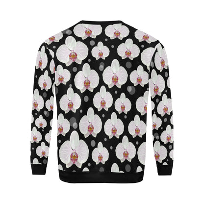 Orchid White Pattern Print Design OR09 Men Long Sleeve Sweatshirt