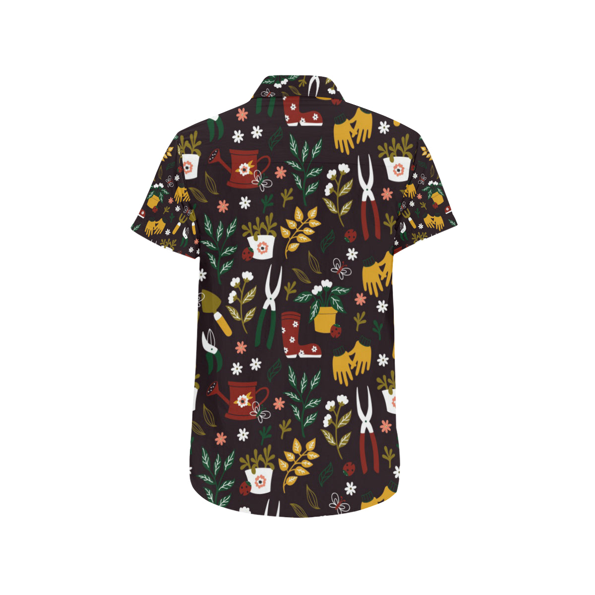 Gardening Pattern Print Design G05 Men's Short Sleeve Button Up Shirt