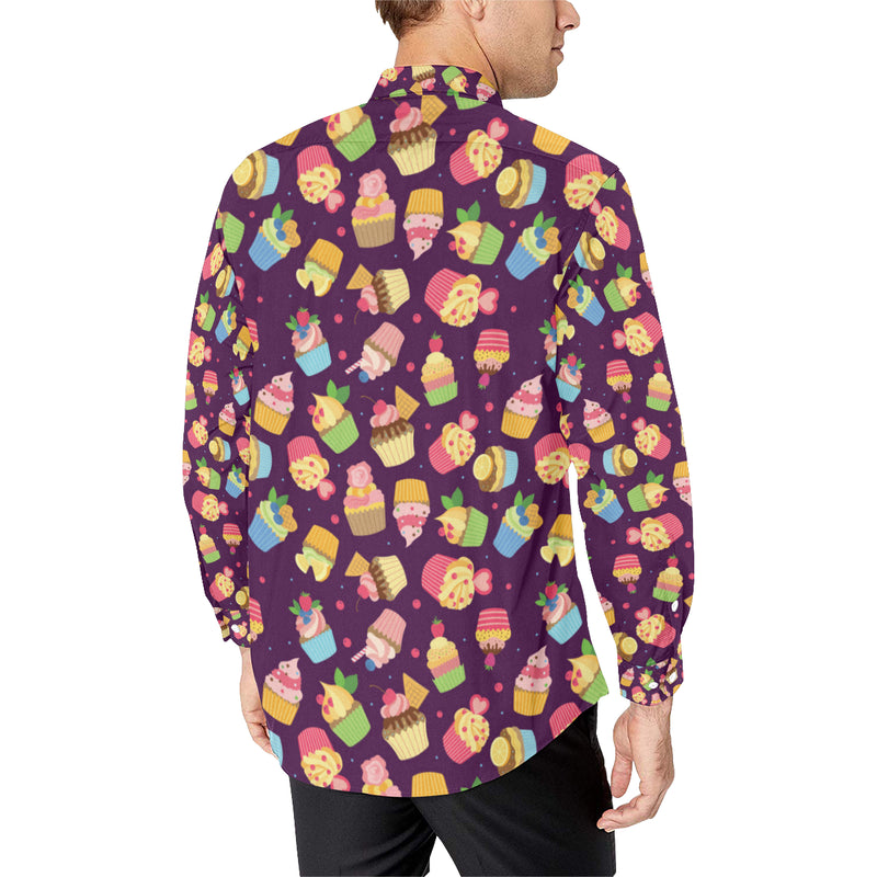 Cupcake Pattern Print Design 05 Men's Long Sleeve Shirt