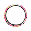 Pink Tropical Palm Leaves Steering Wheel Cover with Elastic Edge