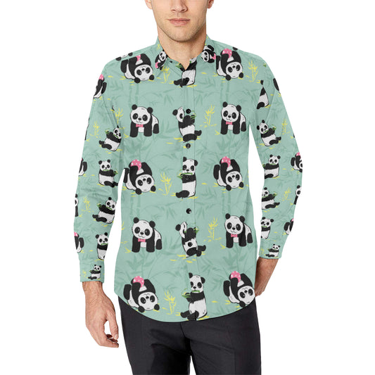 Panda Pattern Print Design A05 Men's Long Sleeve Shirt