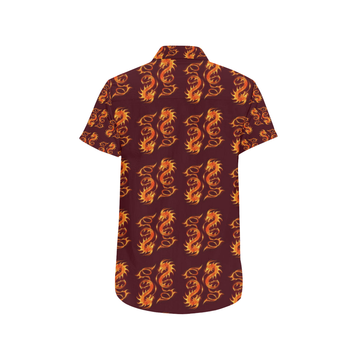 Dragons Fire Design Men's Short Sleeve Button Up Shirt