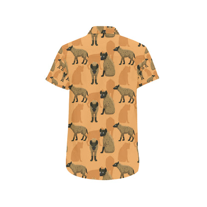 Hyena Pattern Print Design 01 Men's Short Sleeve Button Up Shirt