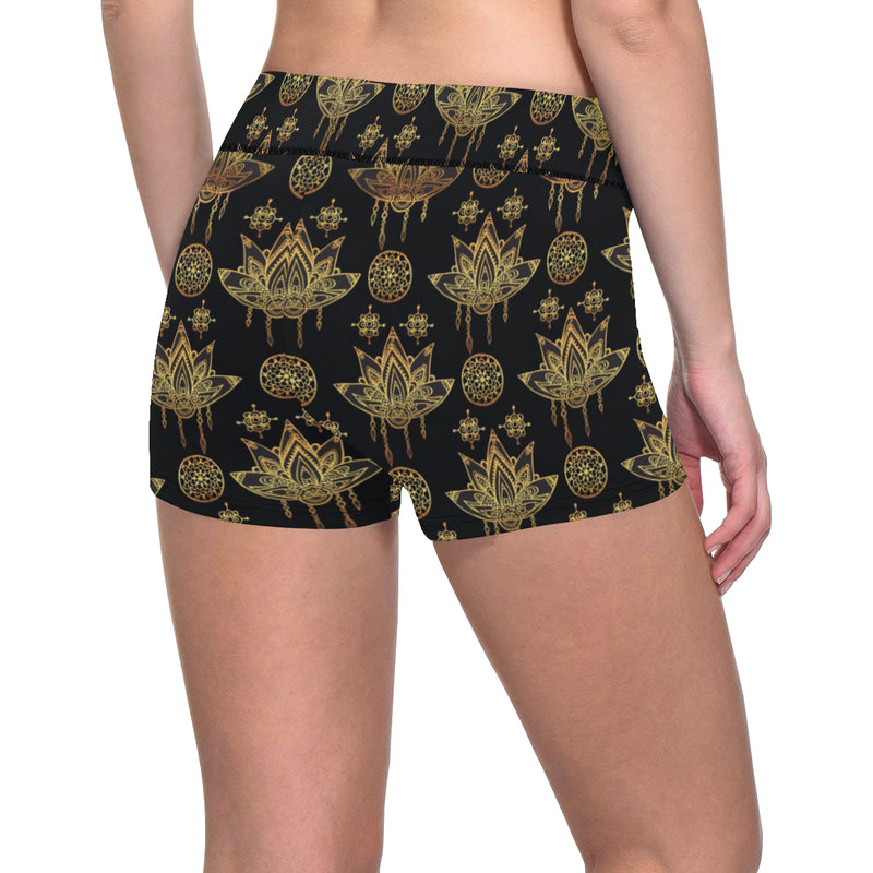 lotus Boho Pattern Print Design LO03 Yoga Shorts