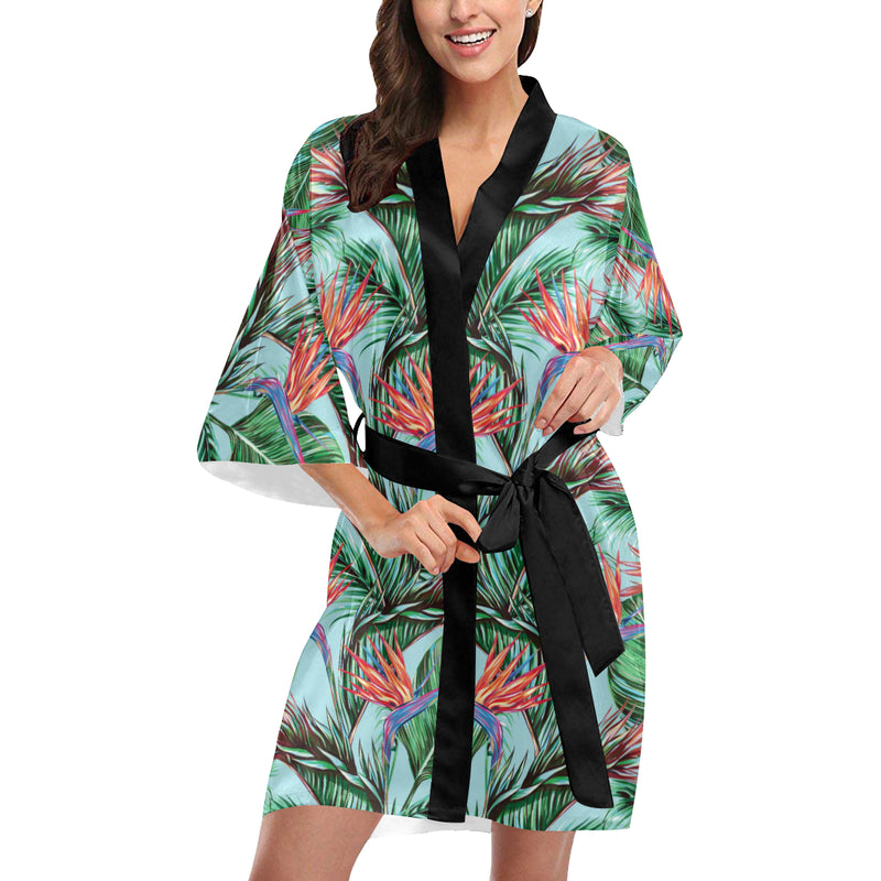 Bird Of Paradise Pattern Print Design BOP01 Women's Short Kimono