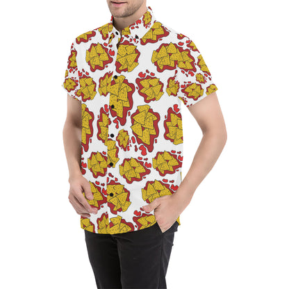 Nachos Pattern Print Design A03 Men's Short Sleeve Button Up Shirt