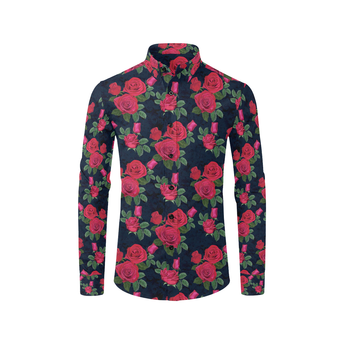 Rose Pattern Print Design A04 Men's Long Sleeve Shirt