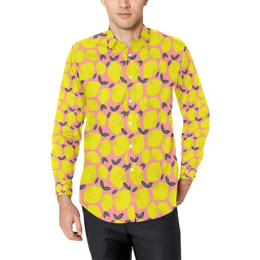 Lemon Pattern Print Design LM03 Men's Long Sleeve Shirt