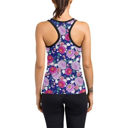 Dahlia Pattern Print Design DH013 Women's Racerback Tank Top