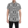 Tie Dye Black White Design Print Men's Short Sleeve Button Up Shirt