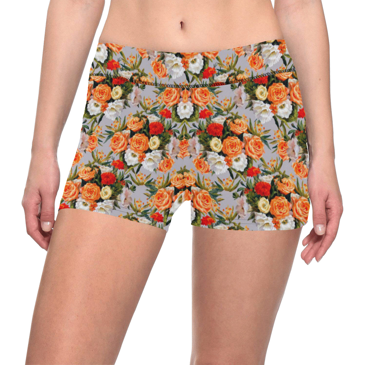 Lisianthus Pattern Print Design LT04 Yoga Shorts