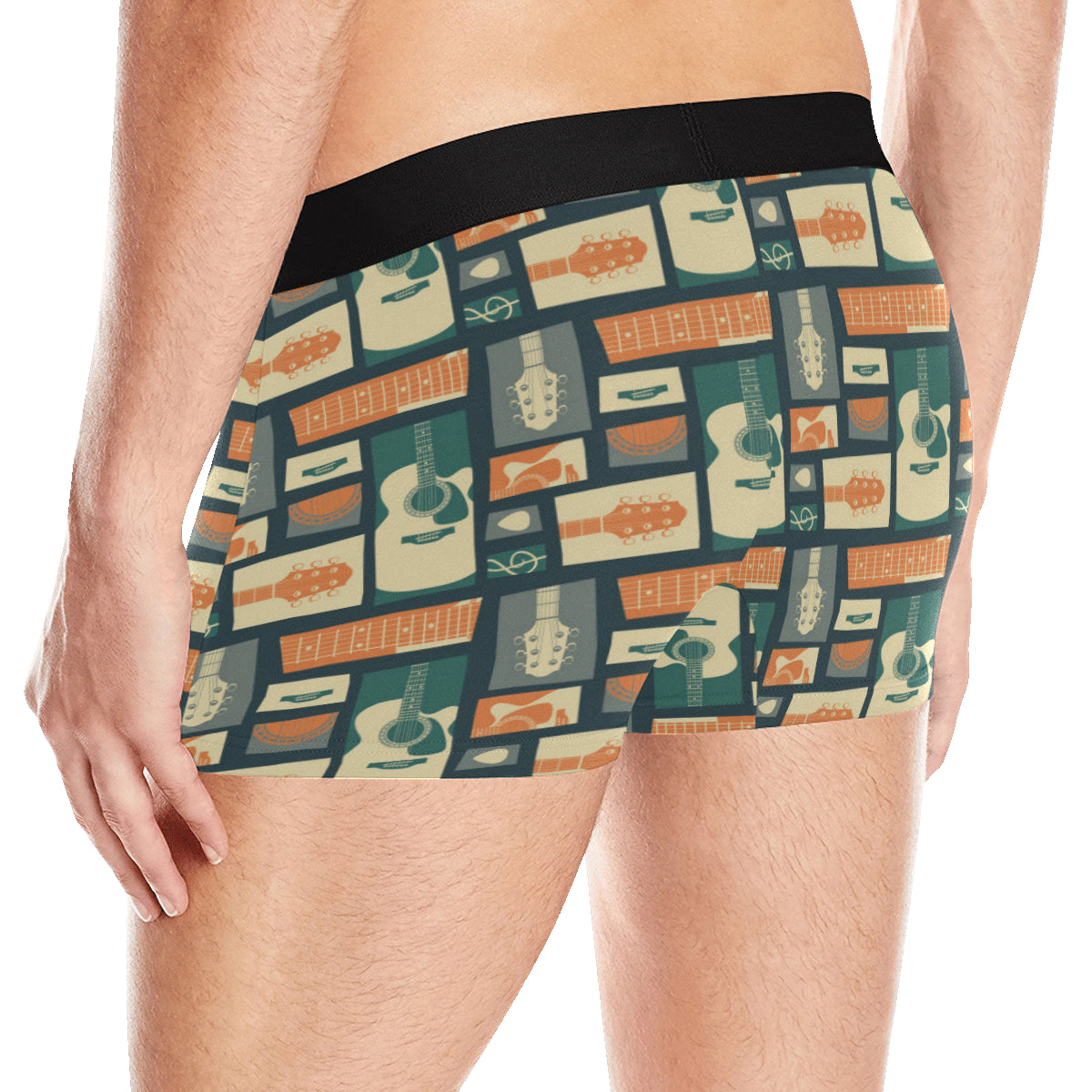 Acoustic Guitar Pattern Print Design 02 Men's Boxer Briefs