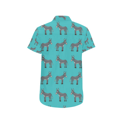 Donkey Pattern Print Design 01 Men's Short Sleeve Button Up Shirt