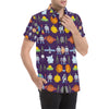 Alien Astronaut Planet Men's Short Sleeve Button Up Shirt