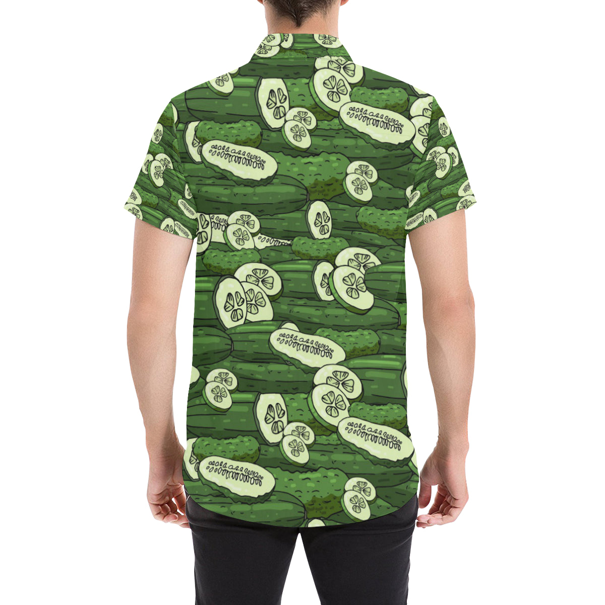 Cucumber Pattern Print Design CC01 Men's Short Sleeve Button Up Shirt