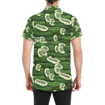Cucumber Pattern Print Design CC01 Men's Short Sleeve Button Up Shirt