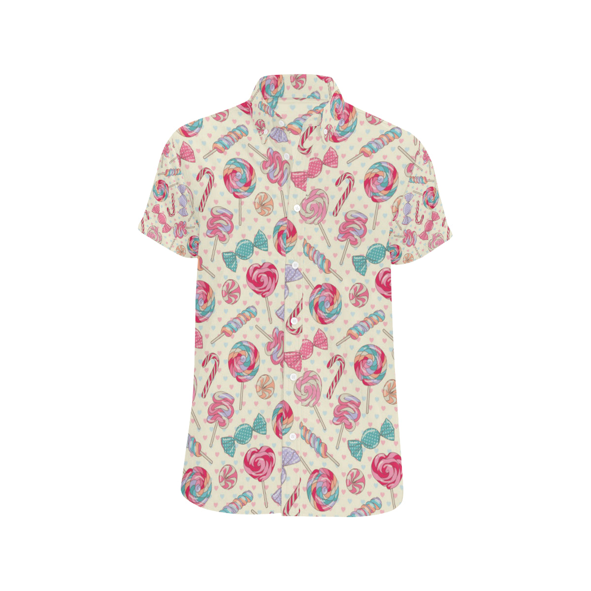 Candy Pattern Print Design CA04 Men's Short Sleeve Button Up Shirt