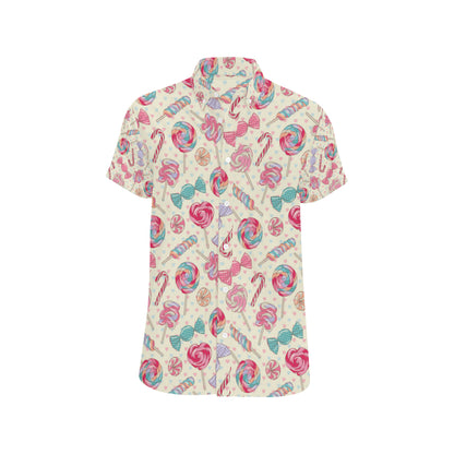 Candy Pattern Print Design CA04 Men's Short Sleeve Button Up Shirt