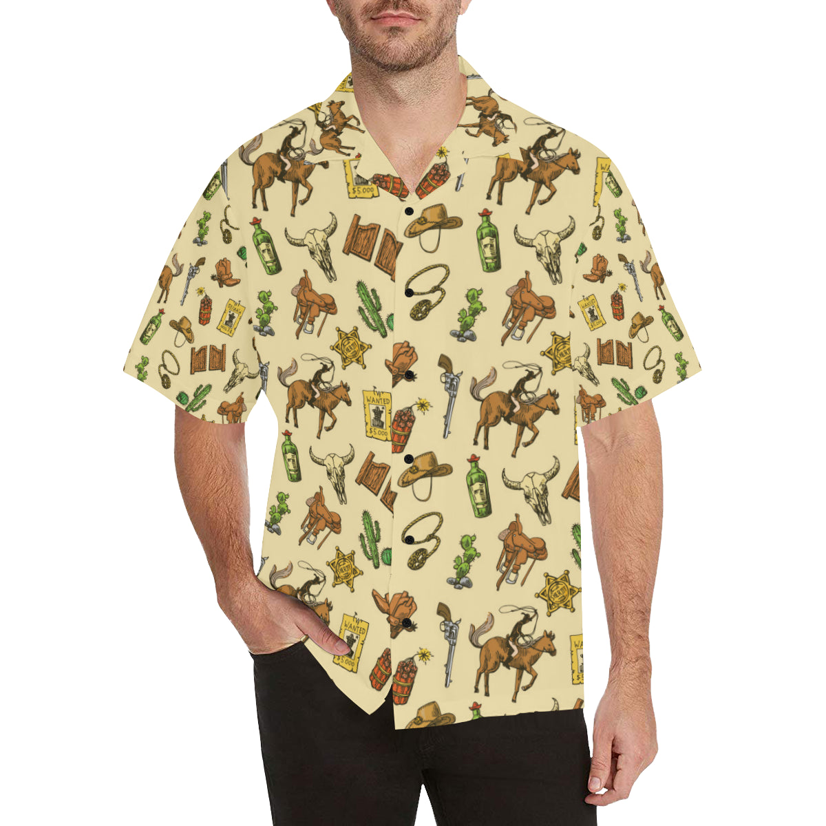 Cowboy Pattern Print Design 04 Men's Hawaiian Shirt