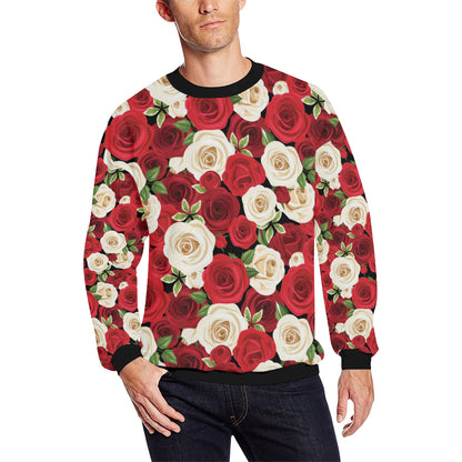 Rose Pattern Print Design RO06 Men Long Sleeve Sweatshirt