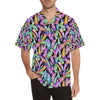 Neon Feather Pattern Print Design A02 Men's Hawaiian Shirt