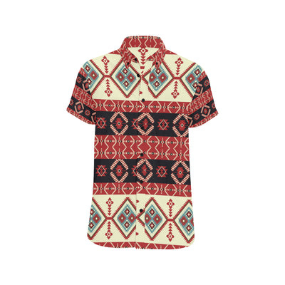 Navajo Pattern Print Design A05 Men's Short Sleeve Button Up Shirt