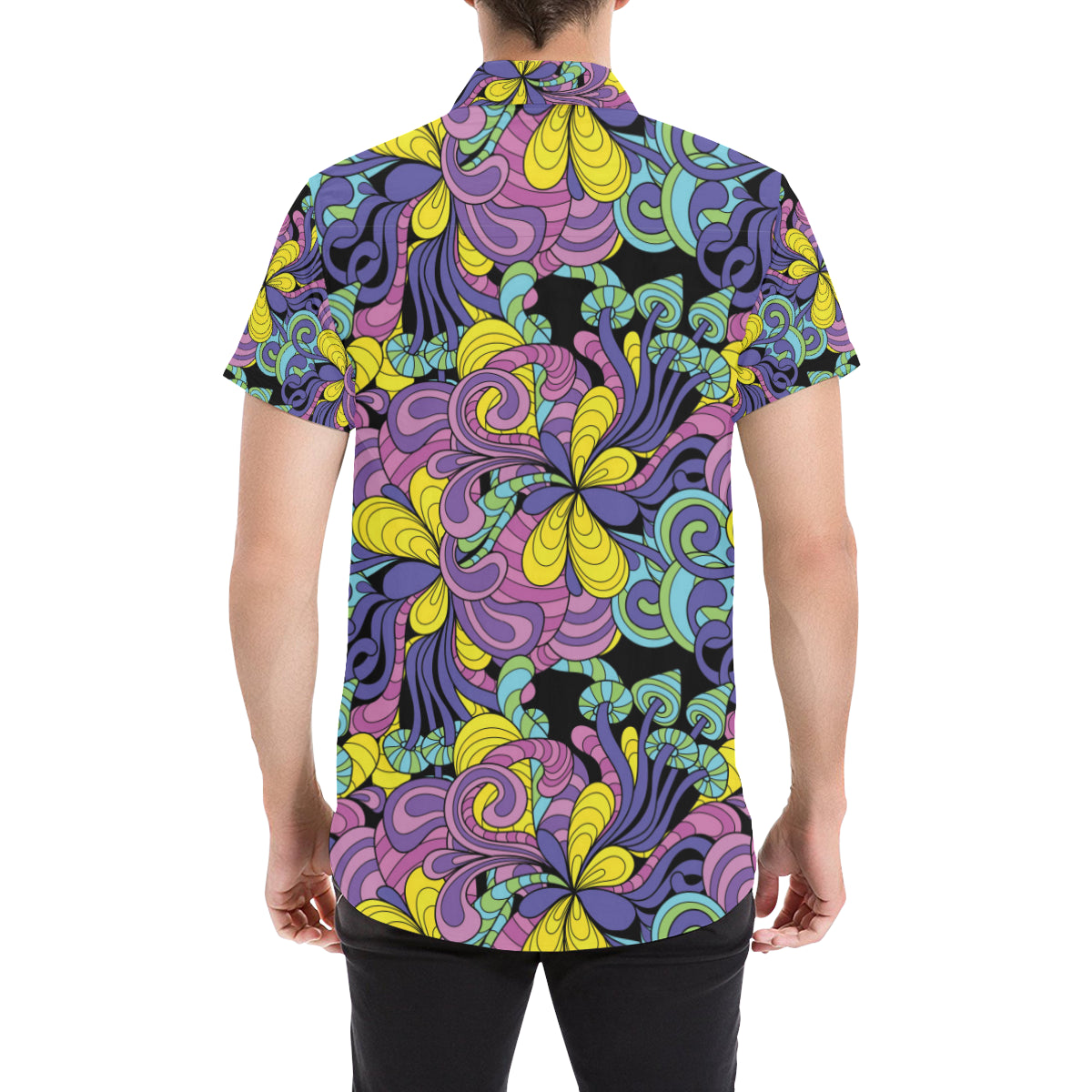 Psychedelic Pattern Print Design A04 Men's Short Sleeve Button Up Shirt