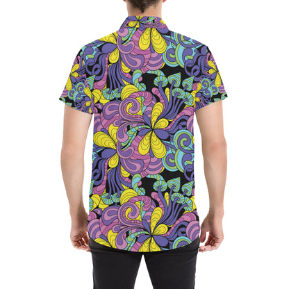 Psychedelic Pattern Print Design A04 Men's Short Sleeve Button Up Shirt